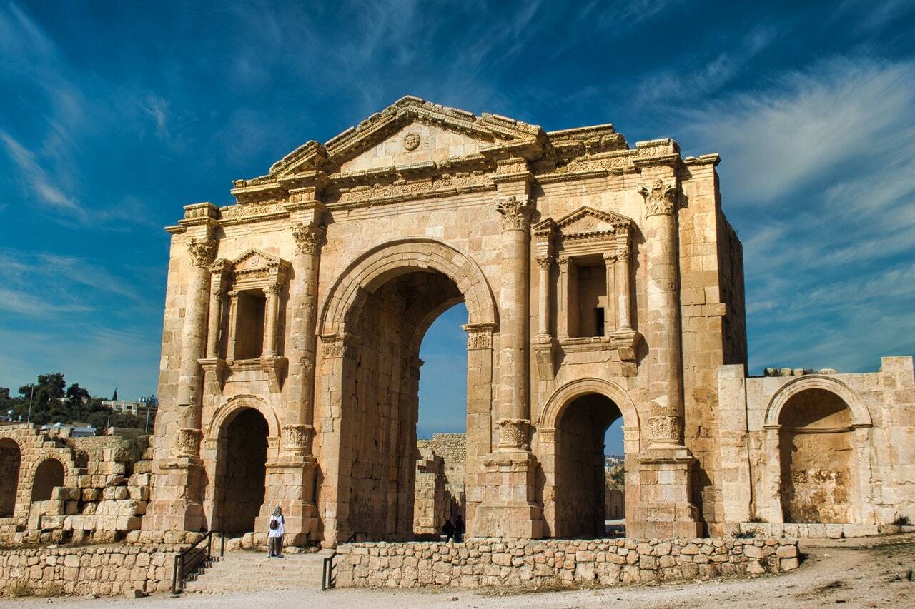 Tourist attraction in Jerash, Jordan during Jerash Festival of culture and arts